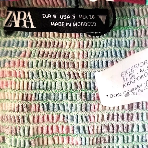 Zara NWT Multicolor Wave Pattern, Halter Neck Women's Short Top.  Size S - Picture 7 of 10